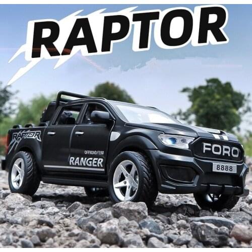 1:32 Ford Raptor F350 Alloy Pickup Model Diecast Metal Toy Off-road Vehicles Model Simulation Sound and Light Childrens Toy Gift