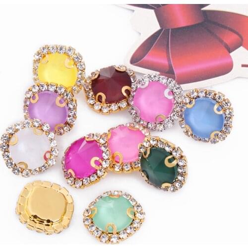 10/12mm Round Shape Crafts Gems Sew On Rhinestones New Clothing Ornaments Colorful Glass Crystal Buttons DIY Crafts Stone