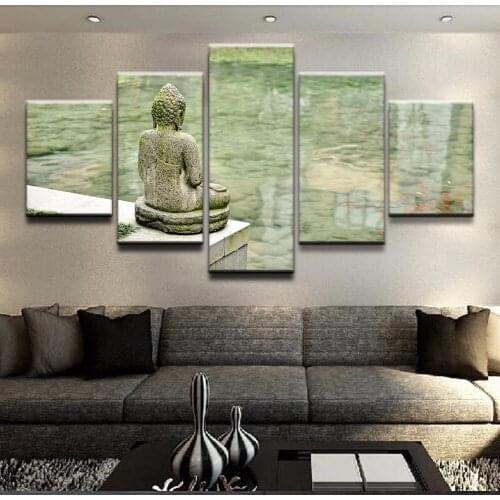 5 Pieces Buddha Poster Canvas Printed Poster Wall Art Modern Home Decoration Pictures Canvas Painting Wall Decorative Cuadros
