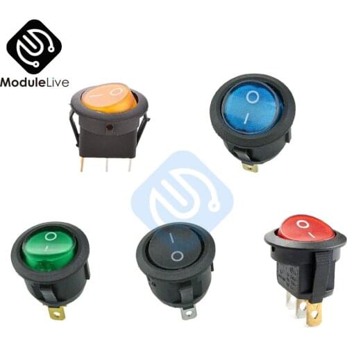 5Pcs SPST Switch 125/250V Led Dot Light 3 pins 2Positions Rocker Switch ON-OFF illuminated Car Dashboard Dash Boat Toggle
