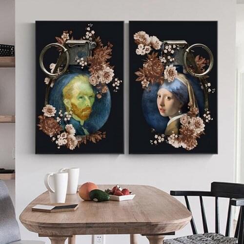 5D DIY Diamond Painting Van Gogh And Pearl Earring Girl On Flower Grenades Funny Wall Art Posters Famous Person Home Decoration