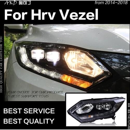 AKD Car Styling Head Lamp for HRV Vezel LED Headlight 2014-2018 Turn Signal LED DRL Double Lens Hid Bi Xenon Auto Accessories