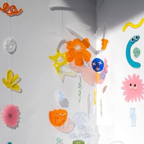 Acrylic Piece Wind Chime Colorful Cute Pendant Nordic Geometric Hanging Decor for Outdoor Window Garden AUG889