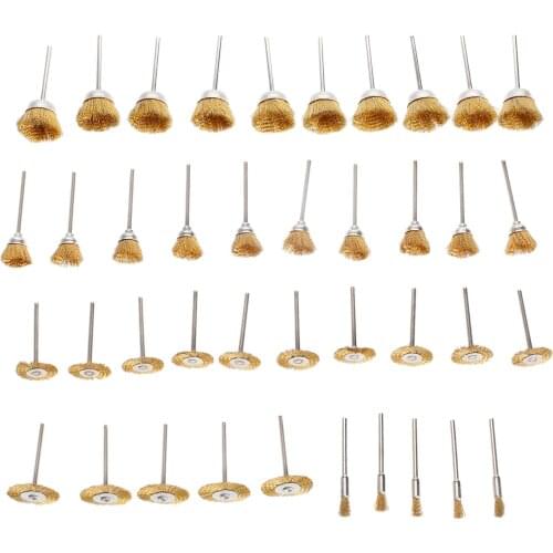 40Pcs Dremel Accessories Brass Wire Wheel Brushes Rotary Tools Burr Abrasive Tools Deburring for Mini Drill Polishing Grinding