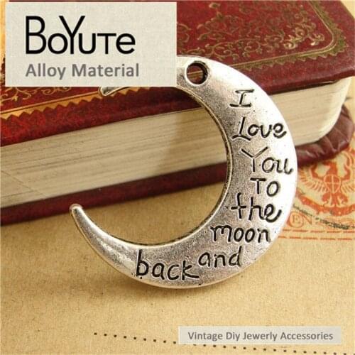 BoYuTe (30 Pieces/Lot) 28*29MM Zinc Alloy Antique Bronze Silver Plated Moon Charms Pendant English Word Plated Jewelry Findings