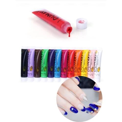 Design 3D Acrylic Nail Kit Paint For Uv Gel Tube Nail Art Pen 12 Colors Nail Polish False tips Drawing 12pcs/box