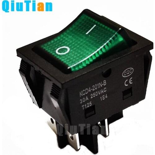 KCD4 Rocker Switch ON-OFF 2 Position 4 Pins Electrical equipment With green Light Power Switch 30A 125T SWITCHES