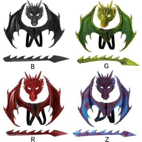 Halloween 3D Dragon Wings Carnival Dragon Costume Party Cosplay Mardi Gras Dragon Wings Props Costume with Mask C