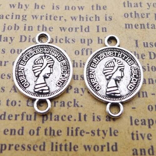 RAINXTAR Fashion Alloy Queen Elizabeth The Second Connector Charms 13*18mm 100pcs AAC979
