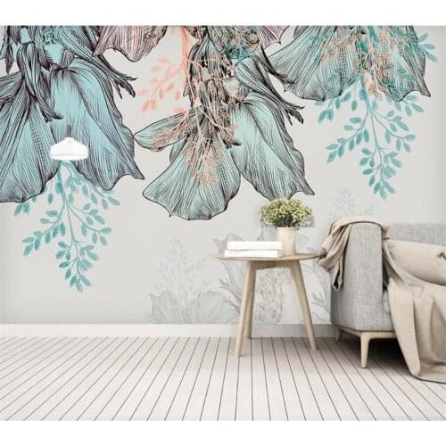 Beibehang Custom wallpaper interior murals fashion Nordic green small fresh plant back TV living room view wall painting