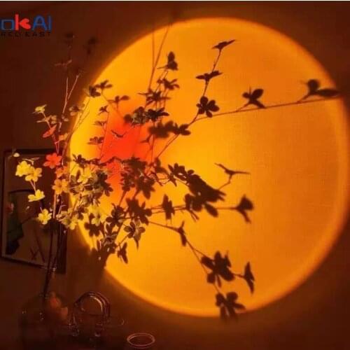 USB Table Lamp Sunset Projector Lamp Rainbow Atmosphere LED Night Light for Family Bedroom Coffee Store Wall Decoration Lamp