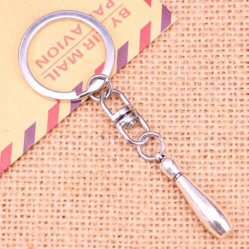 20pcs New Fashion Keychain 32*7 mm bowling pins Pendants DIY Men Jewelry Car Key Chain Ring Holder Souvenir For Gift