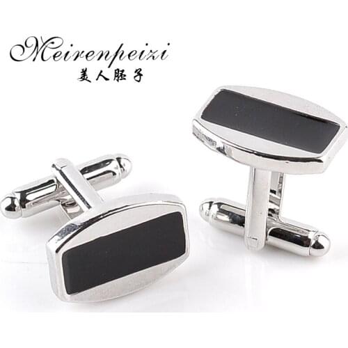 Wholesale Geometry Cufflinks Male French Shirt Black Enamel Metal Cufflinks Male Business Jewelry Wedding New Year Gift