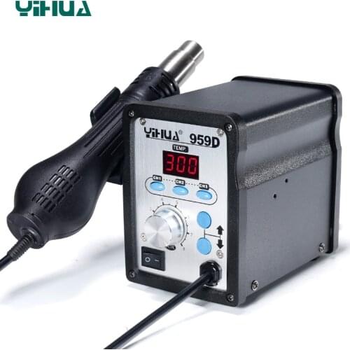 220V YIHUA 959D SMD Soldering Station With Soldering Iron Hot Air Gun Soldering Station Free shipping