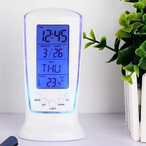 Backlight LED Display Table Alarm Clock Snooze Thermometer Calendar Night Light weather station