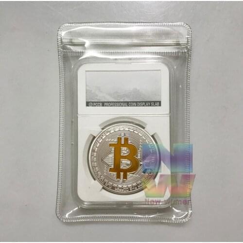 Silver Plated Bitcoin Coin Collectible Gift Casascius Bit BTC Coin Art Collection Physical Gold Commemorative Coins PCCB case