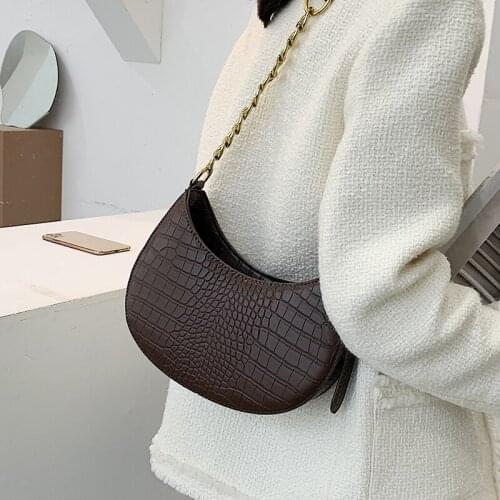 Crocodile Pattern PU Leather Saddle Bags For Women 2021 Handbags And Purses Female Summer Travel Crossbody Shoulder Bag