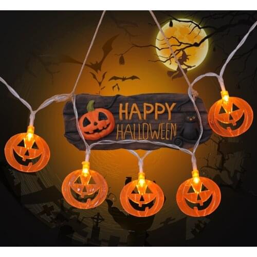 LED String Lights Flat Pumpkin Lights String Halloween Lights Decorative Waterproof Battery Home Outdoor Indoor Holiday Lighting