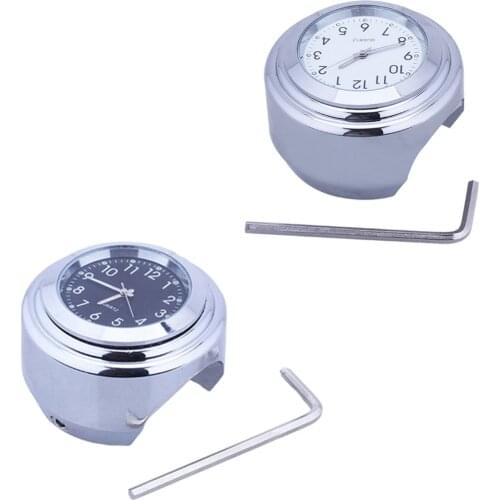26mm /1" 1Pc Universal Chrome Waterproof Motorcycle Handlebar Mount Clock Two Color Optional Watch
