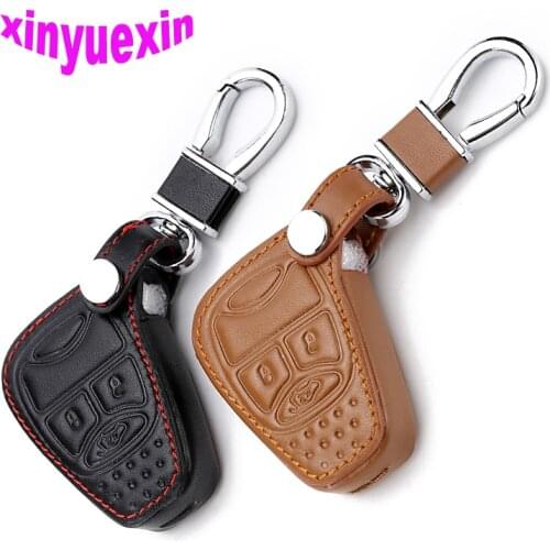 Xinyuexin Leather Car Key Cover Fob Case For Jeep Grand Cherokee Compass Patriot Remote Key Jacket Car-Stying With Keychain