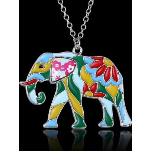 Animals Enamel Kitten Cat Elephant Pendant Necklace Alloy Statement Necklace Chain Collar Animal Accessories Jewelry for Women
