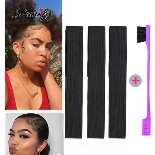 1Pcs Random Color Edge Brushes 3Pcs Velcro Elastic Band Edge Laying Scarf Length 60Cm Wig Bands For Edges Adjustable Headband