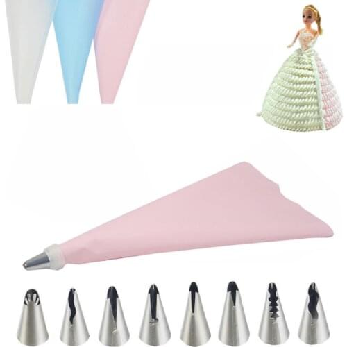 10Pcs/Set Skirt Lace Cake Decorating Tips Tool With Cream Bag Stainless Steel Pastry Icing Piping Nozzles Confectionery DIY Bake