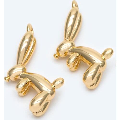 10pcs Gold Balloon Rabbit Charm, 20x12mm, Jewelry Making, Diy Material, Jewelry Supplies (GB-1960)