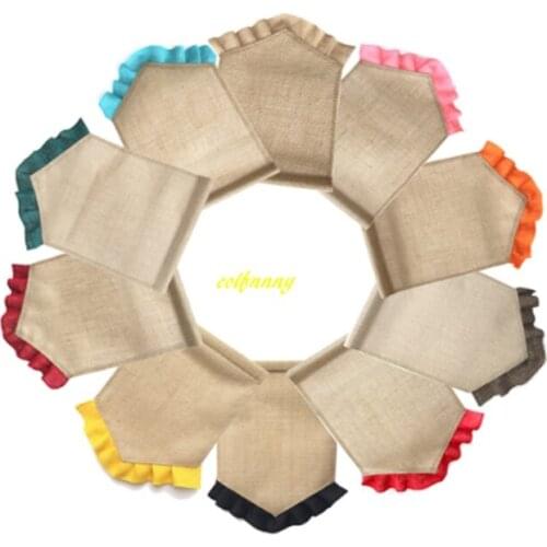 100pcs/lot 31*46cm Colorful Ruffle Burlap Garden Flags DIY Jute Liene Yard Flag House Decoration Hanging Flag 13 colors