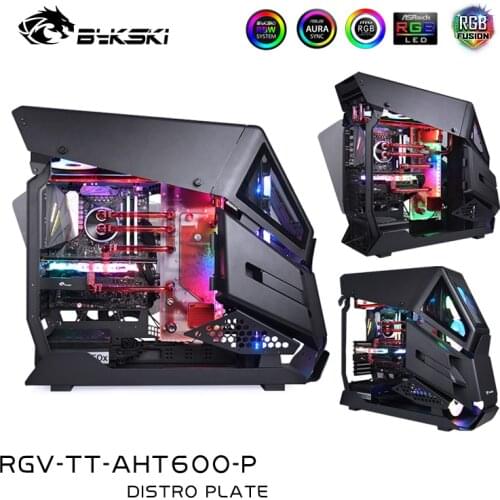 Acrylic bykski tank use for tt premium ah t600 computer case / 3pin 5v D-RGB / combined ddc pump cold water channel solution