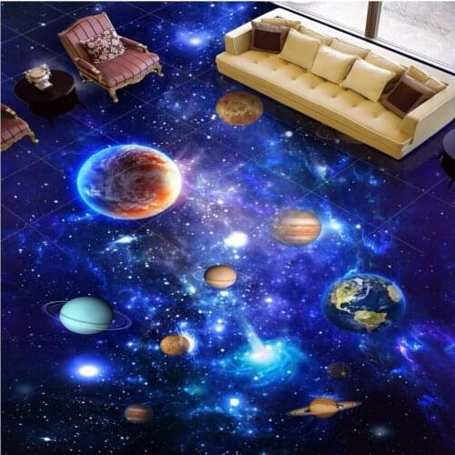 Free Shipping 3D custom stereo outer space Universe Flooring wallpaper mural corridor KTV cafe bar floor painting