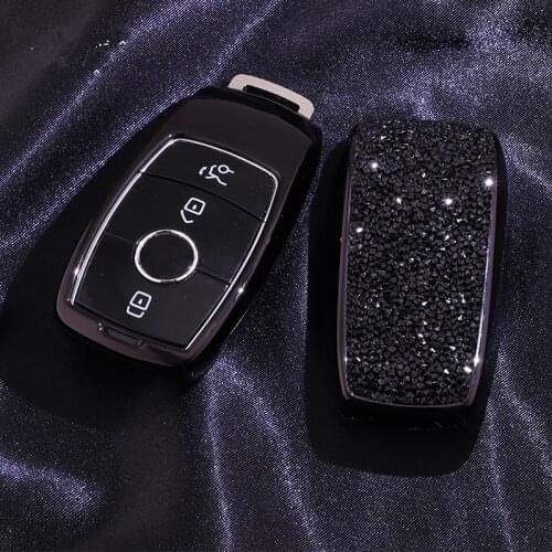 Shiny Diamond Crystal Car Key Cover Case Key Chain For Mercedes Benz W213 E200 E260 E300 E320 E Class 2018 S class Accessories