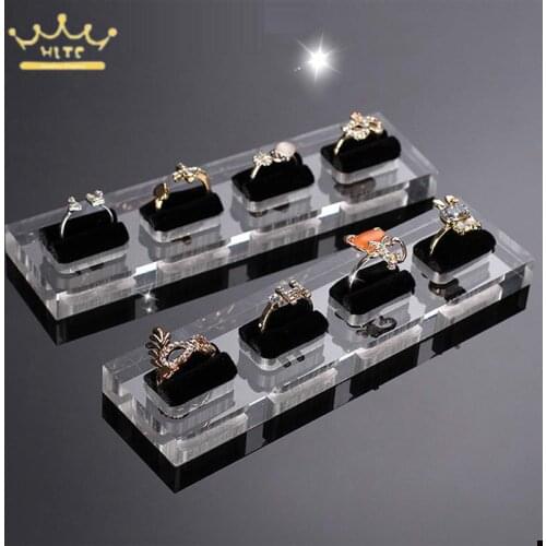 Jewelry Display Props Finger Ring Showcase Fashion 4 Slots Acrylic Finger Ring Display Holder Organizer