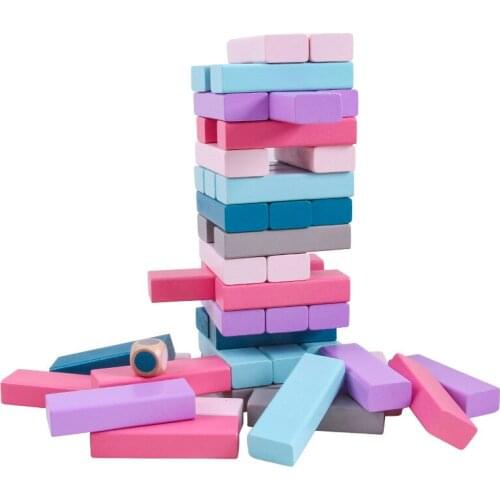 Early Education 48Pcs Macaron Building Block Colorful Toy Brick Board Games for Adult and Young Children Wooden Toys Indoor Game
