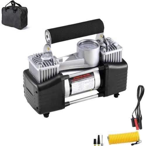 Double Cylinder Air Pump Compressor Car Auto Tire Inflator 12V Heavy Duty