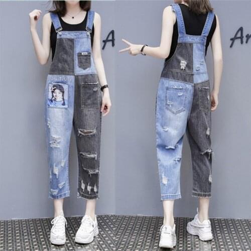 Denim Jumpsuit Women Jeans Ripped Loose Casual Sleeveless Romper Sexy Hole Ladies Womens Bodysuit Casual Jeans Jumpsuit AA4739