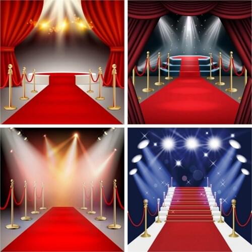 Stage Red Carpet Curtain Light Music Party New Year Christmas Background Photography Backdrop Photophone Photozone Photocall