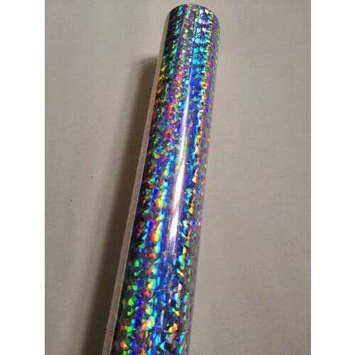 Holographic foil silver color broken glass pattern B04 hot press on paper or plastic 64cm x 120m stamping foil