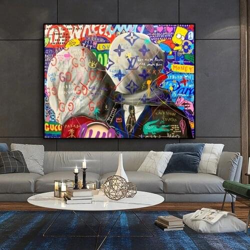 Street Graffiti Art Masked Lover Is Kissing Canvas Painting Posters and Prints Wall Decor Art Picture for Living Room Cuadros