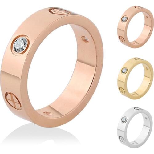 Cross Screw Rings For Women Accessories Stainless Steel Men Jewelry Couple Engagement Gold Luxury Crystal Love Wedding Ring