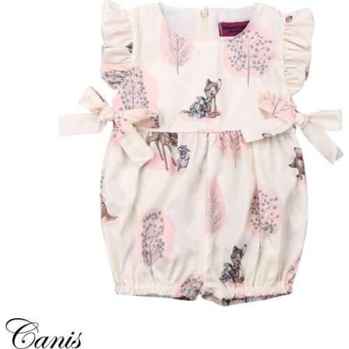 0-24M Newborn Baby Girls Bow-knot Romper Short Sleeve Jumpsuit Outfits Sunsuit Costume Summer Clothing