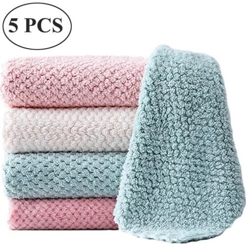 Kitchen Anti-grease Wiping Rags Dish Towel Absorbent Table Towels Household Dishwashing Scouring Pad Glass Window Cleaning Cloth