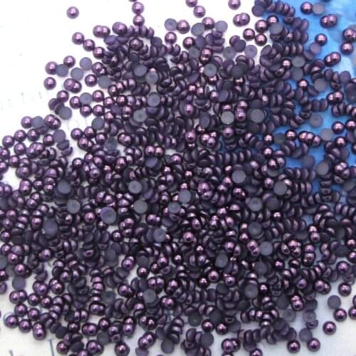 LF 10000Pcs Dark Purple Haft Round Pearl Cabochon Decoration Craft Flatback Embellishments For Scrapbooking Diy Accessories