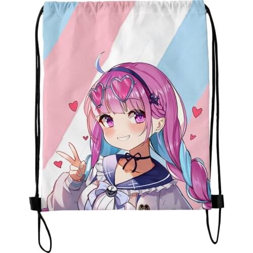 HOLOLIVE minato aqua Merch Fashion Style Student Shoulder Storage Bag Drawstring Travel Beach Backpack Toys Shoes Organizer