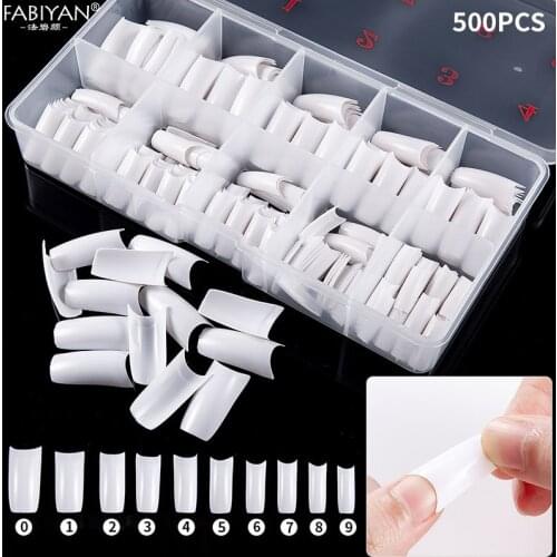 1 Box + 500pcs Tips White Half Cover False French Nail Art Artificial Acrylic Gel UV Manicure Design Set Tool