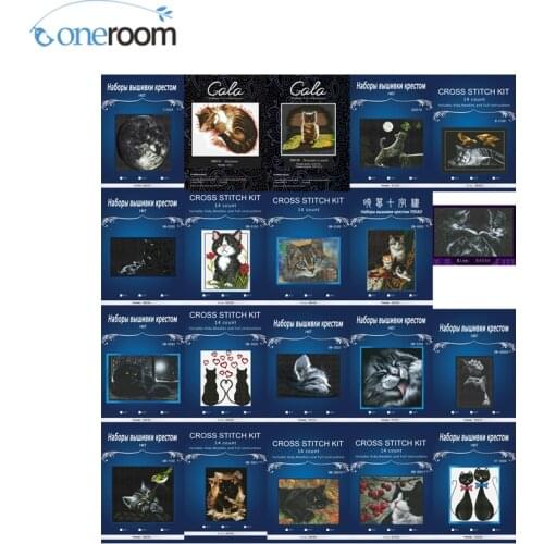 DIM ANCHOR 14CT DMC Cross Stitch,Sets popular counted cross stitch kit dream, kitty cat and fish, cat dream of fish