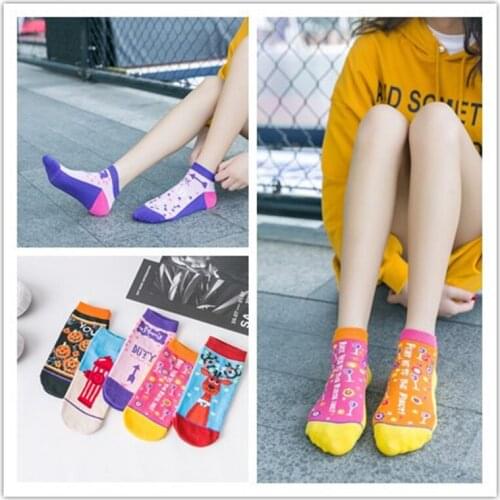 2019 hot fashion Harajuku funny cartoon pattern socks chaussettes pumpkin head elk ladies socks cute kawaii happy ankle socks