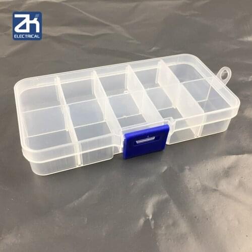 10 Lattices Pe Storage Box Plastic For Button Switch Fuse Components Fishing Bait