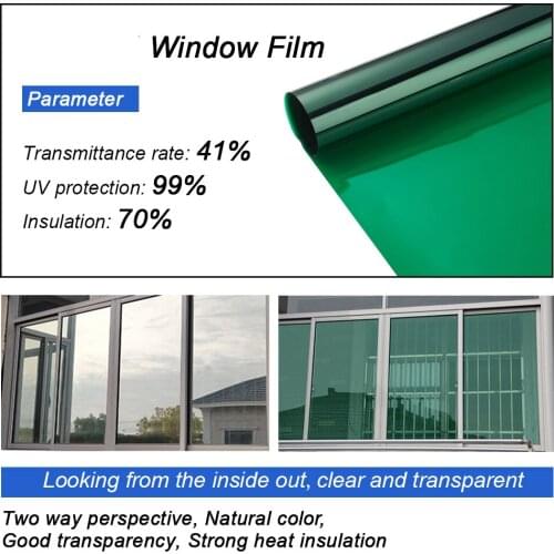 100x150cm 41% VLT Green House Window Foil Tints UV Heat Insulation Explosion Proof Sun Shade Film for Home Commercial Building