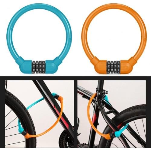 Portable 4 Digit Code Lock Anti-theft Security Bicycle Password Ring Lock Mountain Bike Steel Cable Ring Lock Cycling Equipment